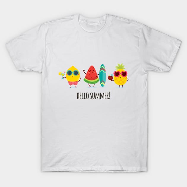 Hello Summer! Fruits T-Shirt by Printadorable